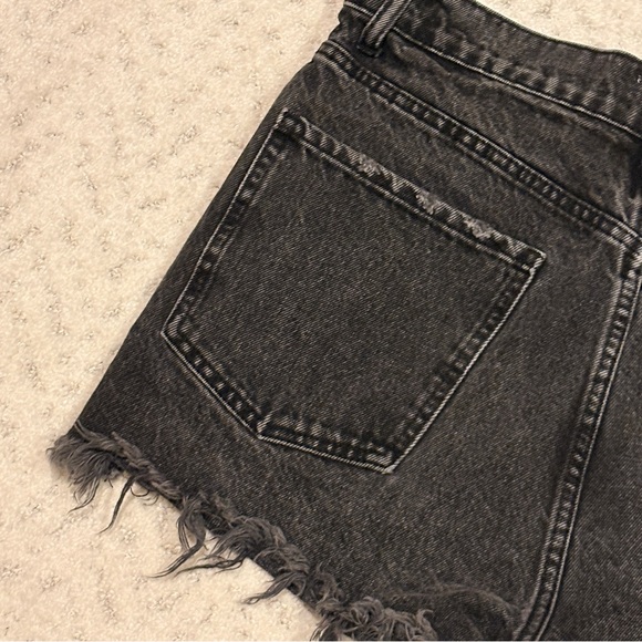 Zara Black Distressed Denim Shorts Button Fly Womens Size 8 Festival Grunge Rave - Picture 8 of 9